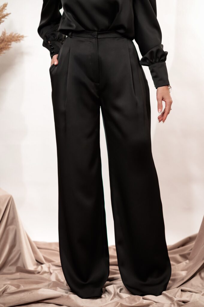 Palazzo Satin Black Pants
